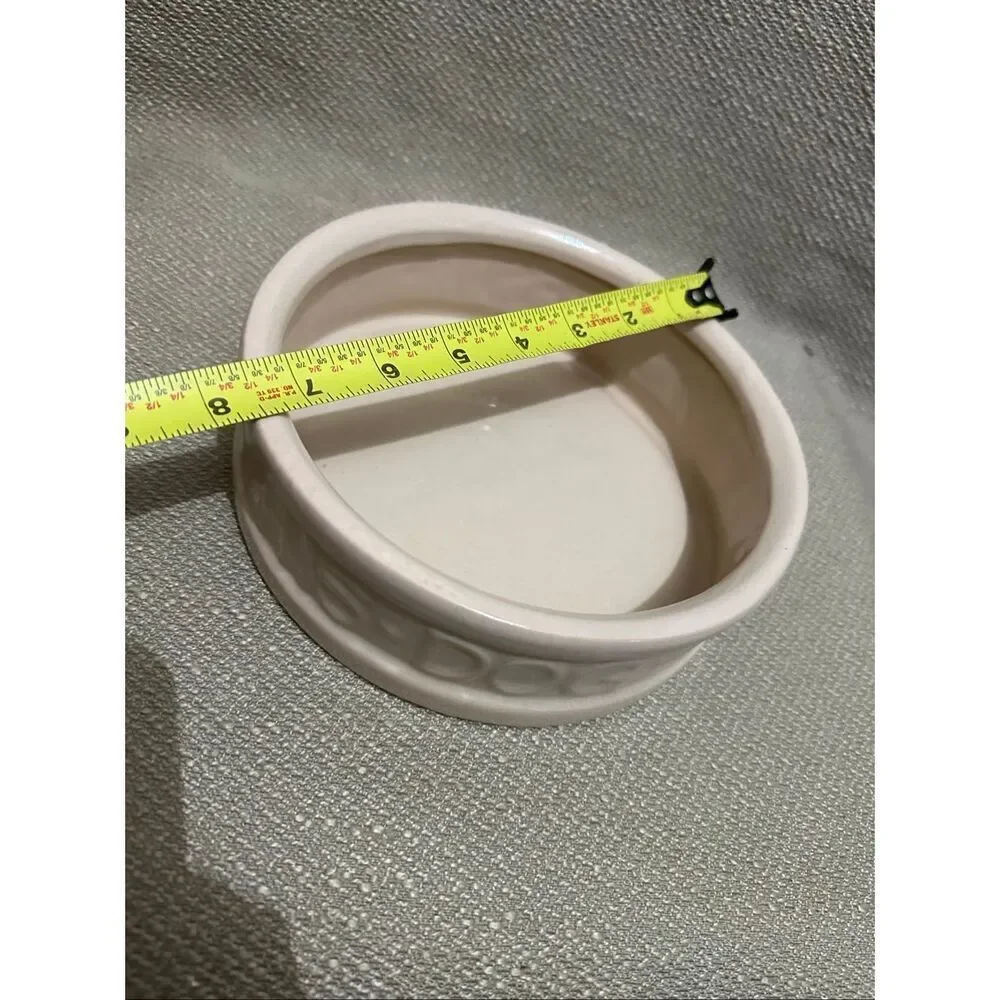 Vintage McCoy Pottery Cream Color Dog Dish Bowl To Man's Best Friend His Dog NEW